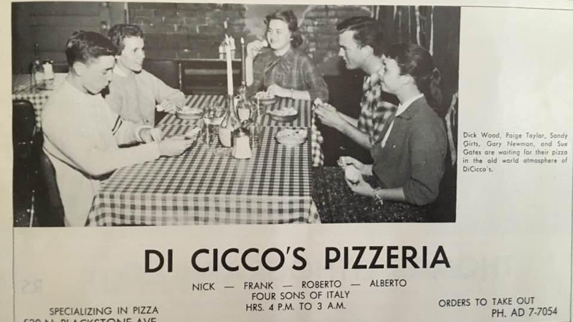 Ad for DiCicco's Pizzeria