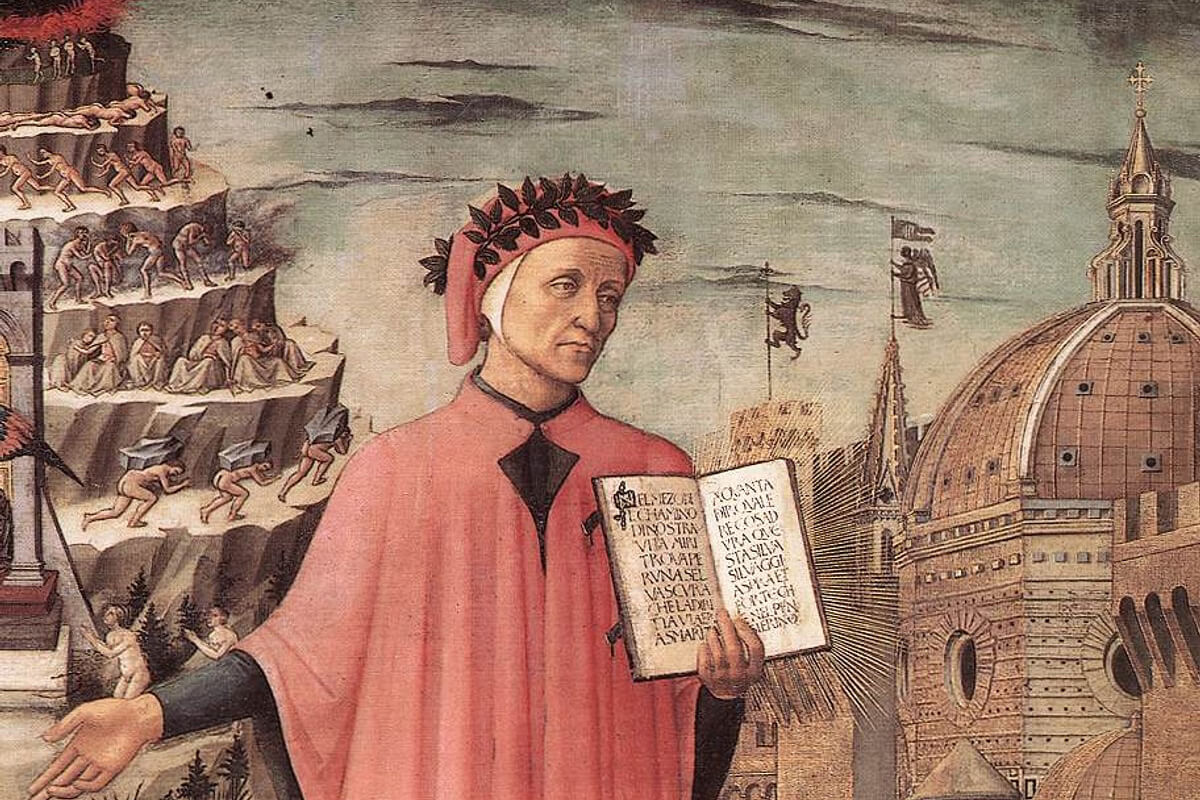 A mural featuring the Italian author Dante